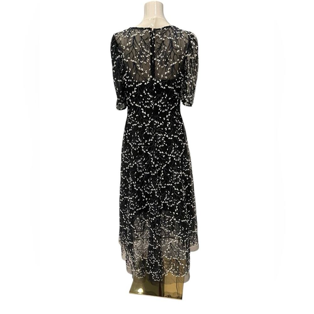 Teri Jon Black and White Floral Midi Dress Size:10 - Picture 5 of 11